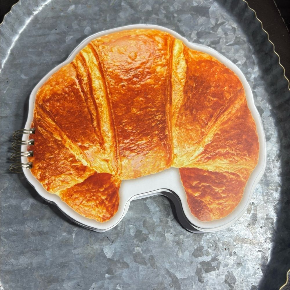 New Croissant Shaped Spiral Notebook - Realistic Pastry Print